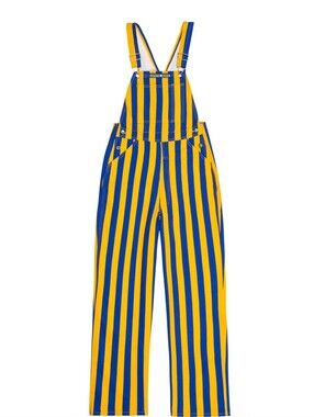 Game Bibs Overall Striped Unisex Blue Yellow